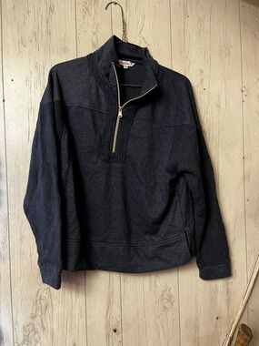 Nanette Lepore Navy Half-Zip Sweater with Brass Zipper